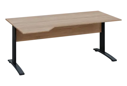 EZK 18 - 184 stůl kancelářský, rohový, levý, kovová podnož černá, deska 18 mm, široký 1800 mm, dub bardolino